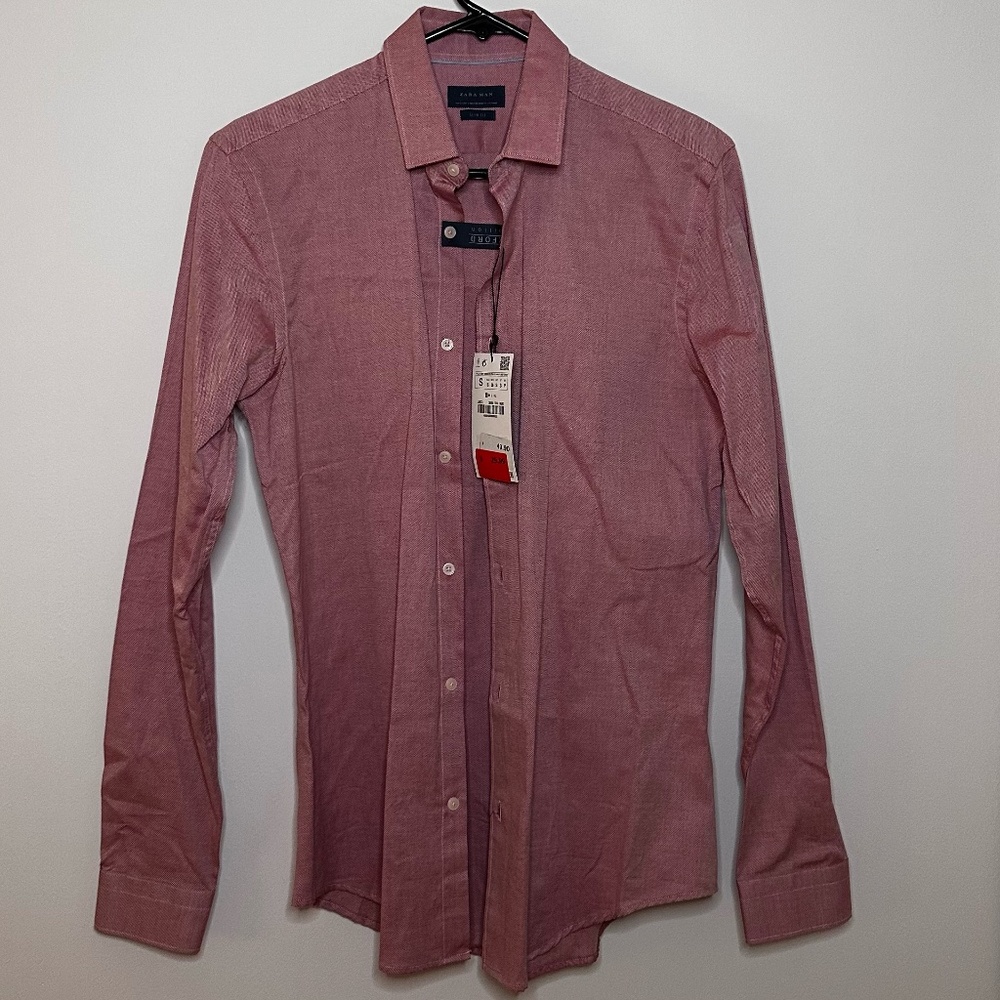 Zara Man Button Down Red Small NWT